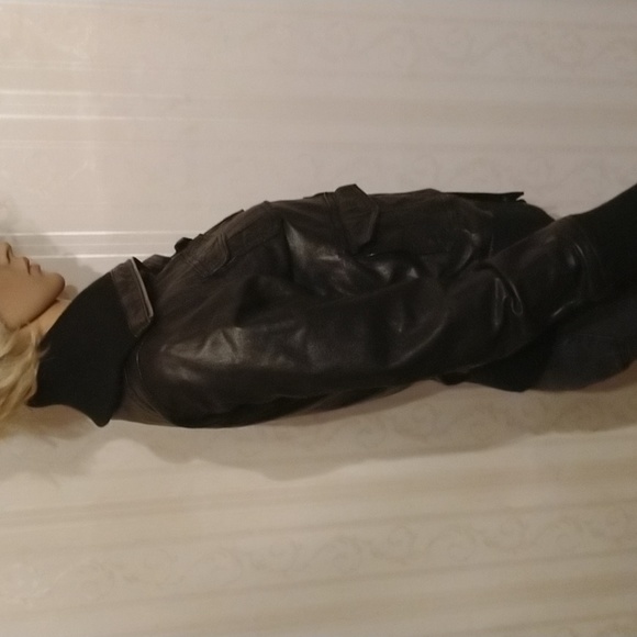 Buttery soft black lambskin LINE bomber jacket new and stylishly luxurious. - Picture 4 of 11